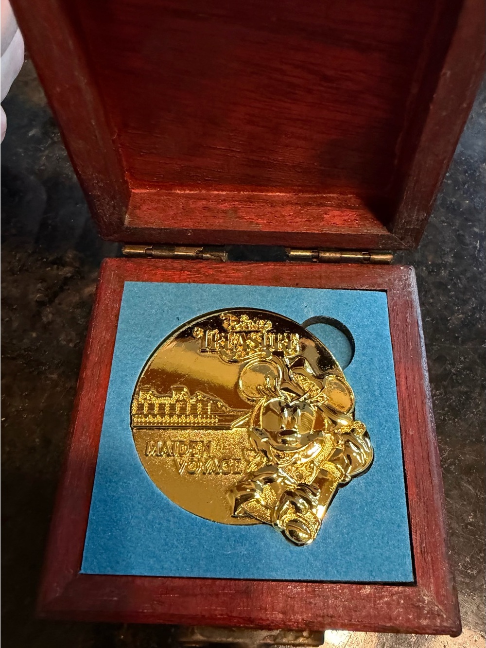 Gold Mickey Mouse Collector Medal in Wooden Display Box